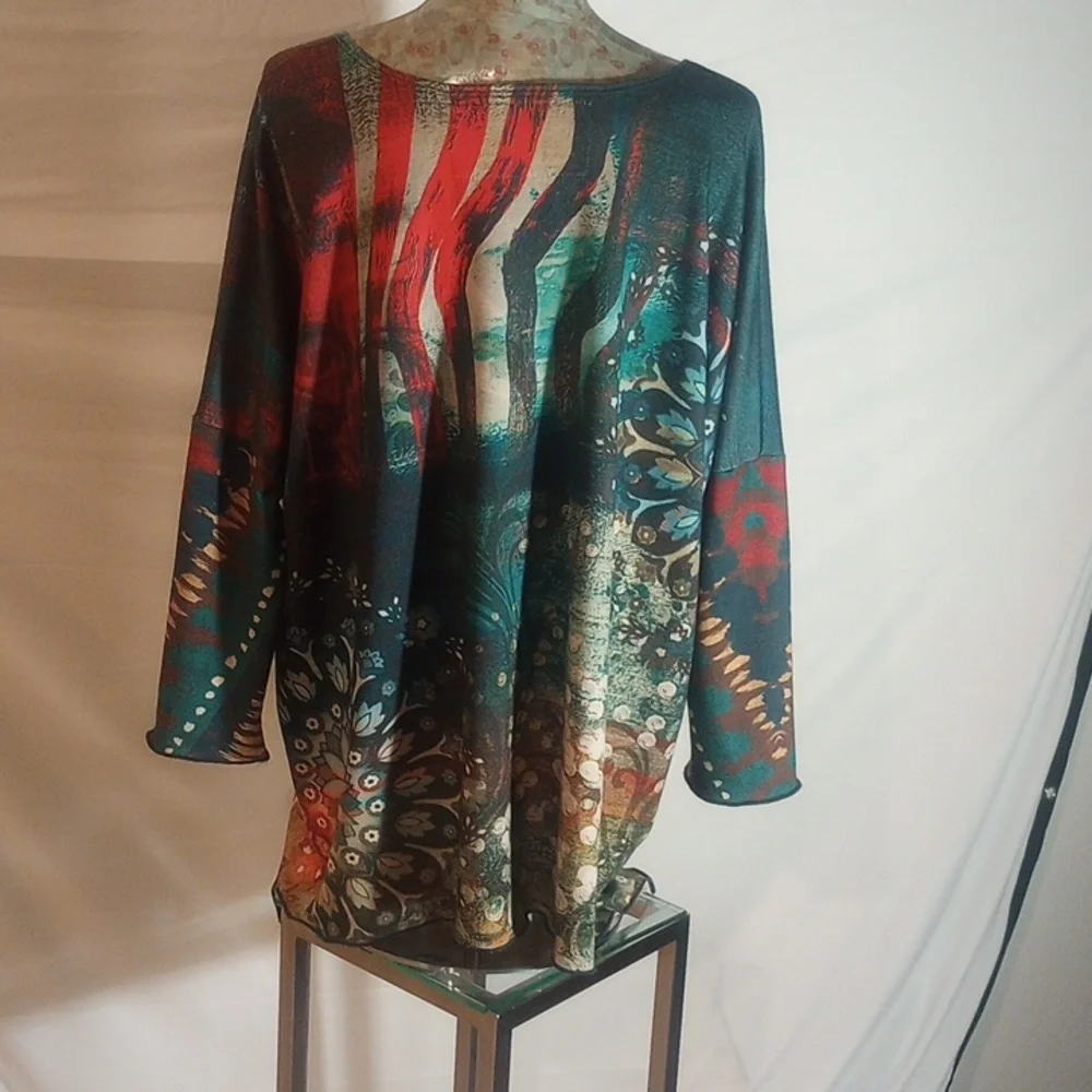 Amma Women's Tunic Top 3X, Abstract Art Made In LA Blouse 29 wide long 27 - Picture 3 of 14